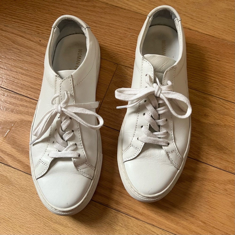 Woman by Common Projects White Leather Sneakers Sz 38 / 8